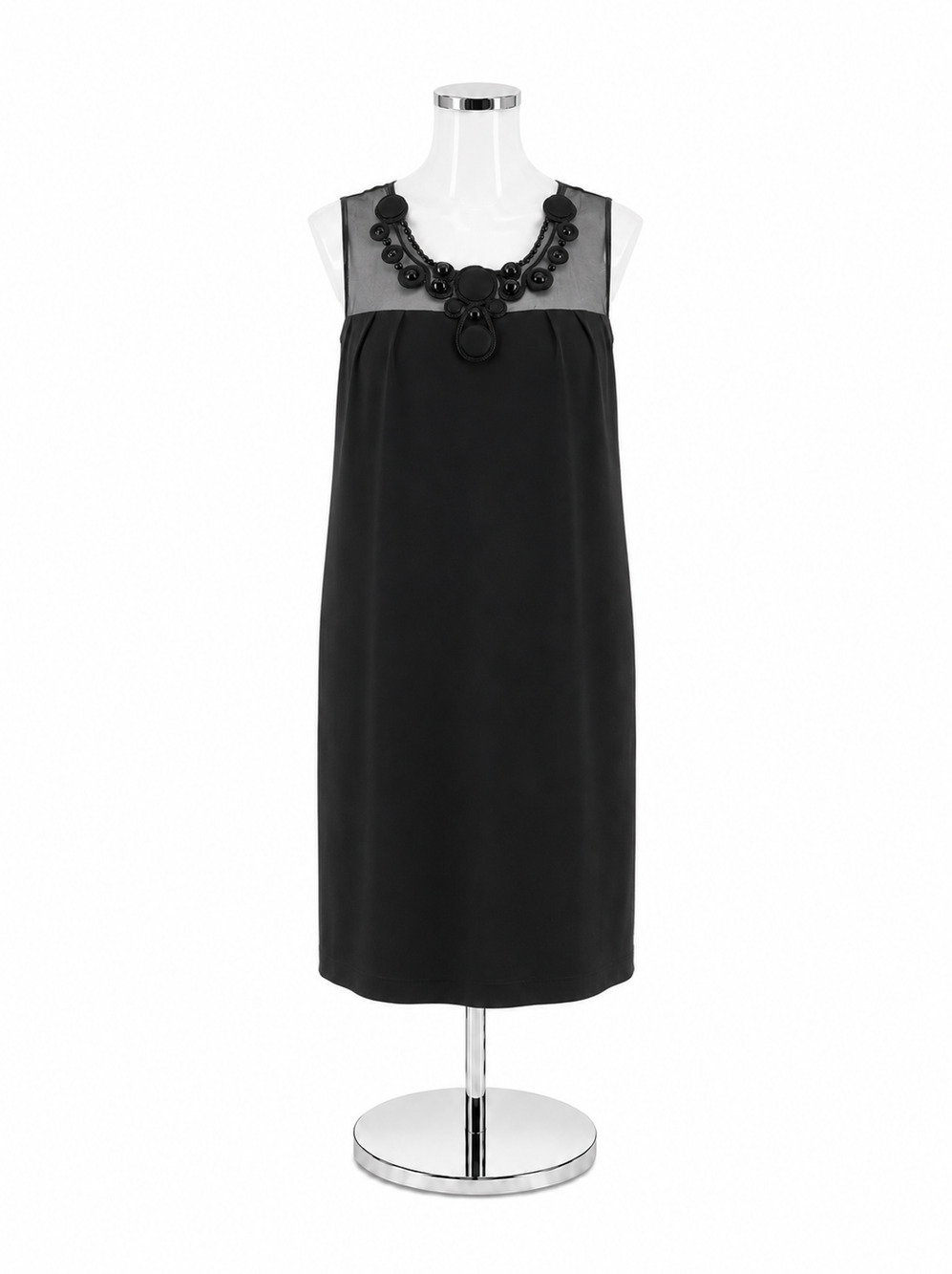 Ellen Tracy Beaded Neckline Mesh Pre-Owned Dress Size 10